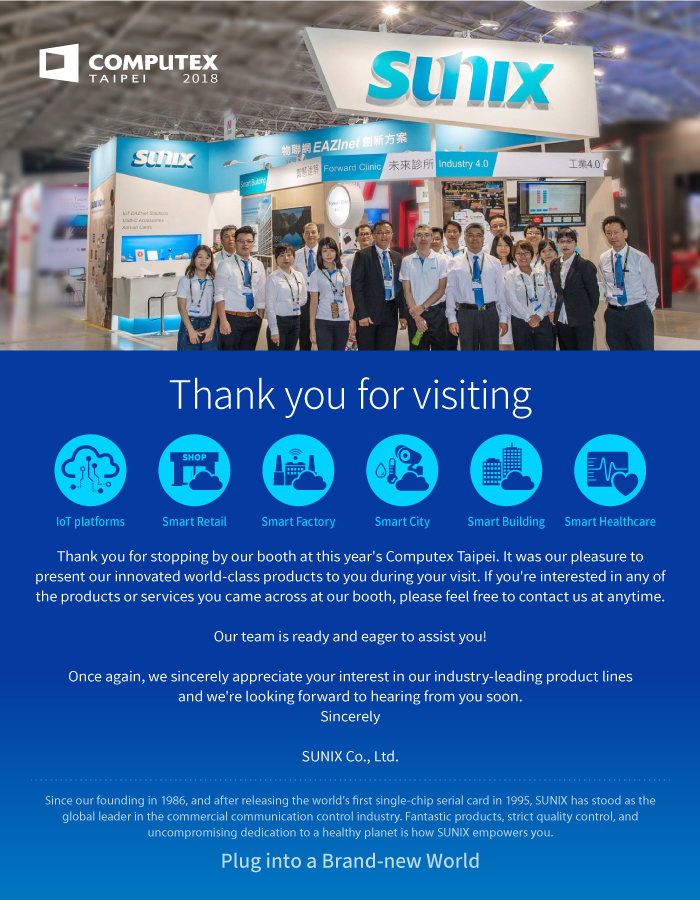 [SUNIX] Thank You For Visiting the SUNIX Booth at Computex Taipei !
